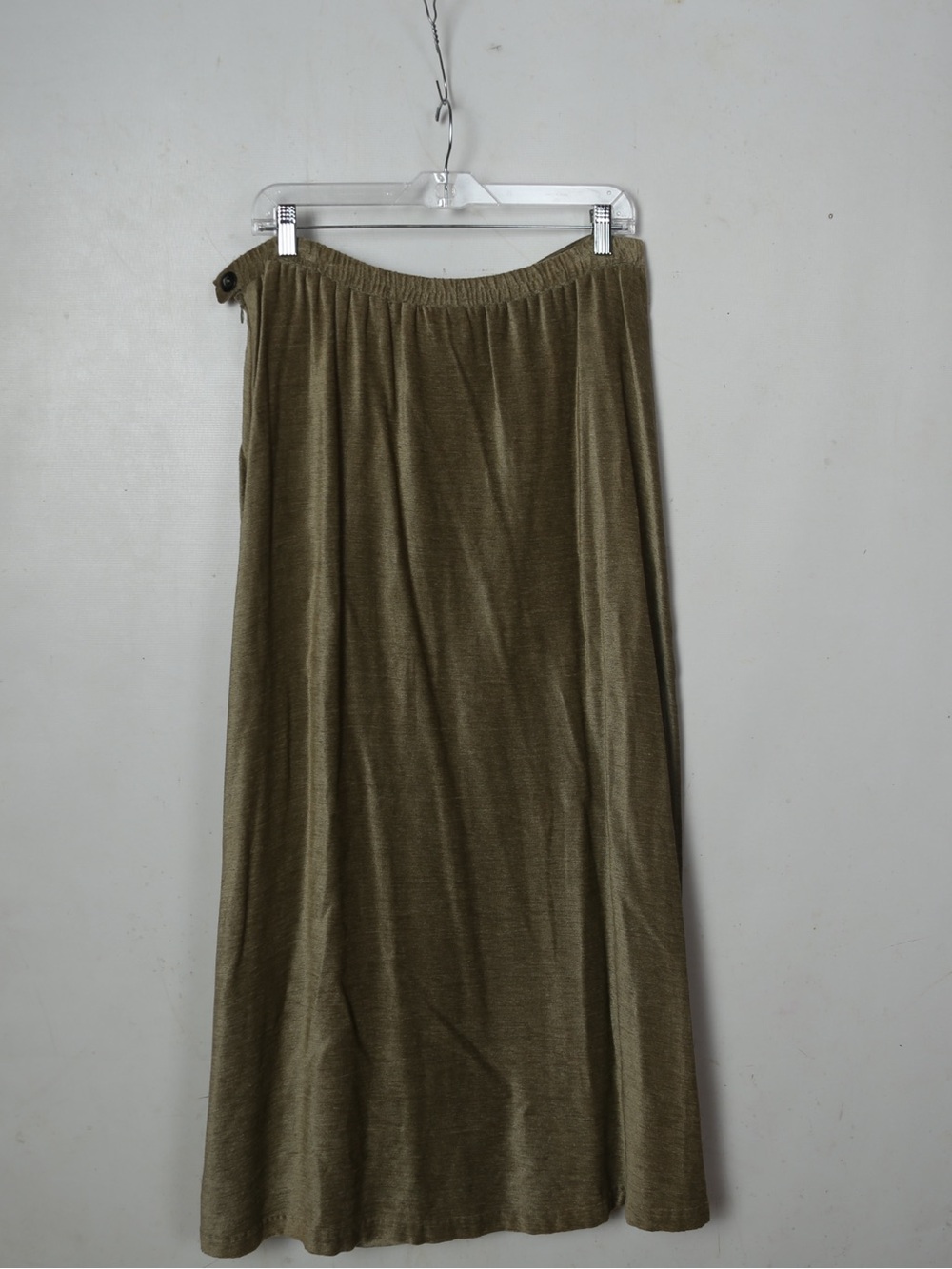 Relaxed Elastic-Waist Olive Maxi Skirt